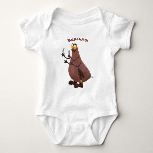 Funny hungry ugly flea cartoon baby bodysuit