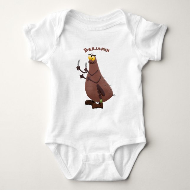 Funny hungry ugly flea cartoon baby bodysuit (Front)