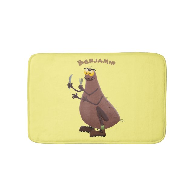 Funny hungry ugly flea cartoon bath mat (Front)