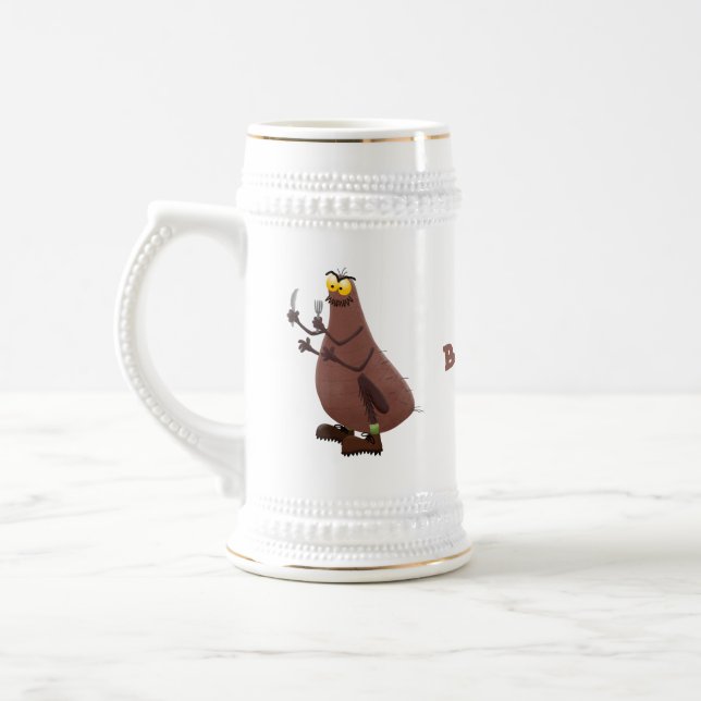 Funny hungry ugly flea cartoon beer stein (Left)