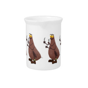 Funny hungry ugly flea cartoon beverage pitcher