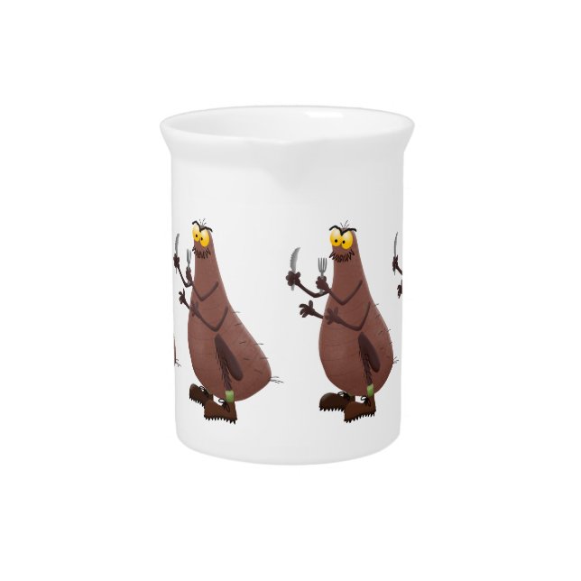 Funny hungry ugly flea cartoon beverage pitcher (Front)