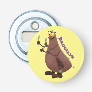 Funny hungry ugly flea cartoon bottle opener