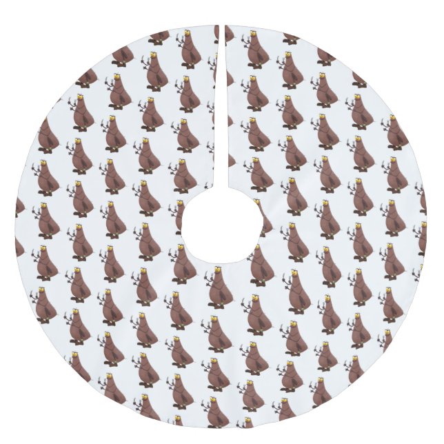 Funny hungry ugly flea cartoon brushed polyester tree skirt (Front)