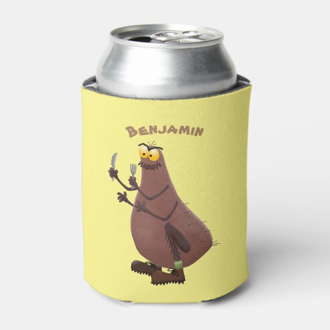 Funny hungry ugly flea cartoon can cooler (Can Front)