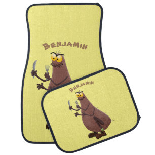 Funny hungry ugly flea cartoon car floor mat