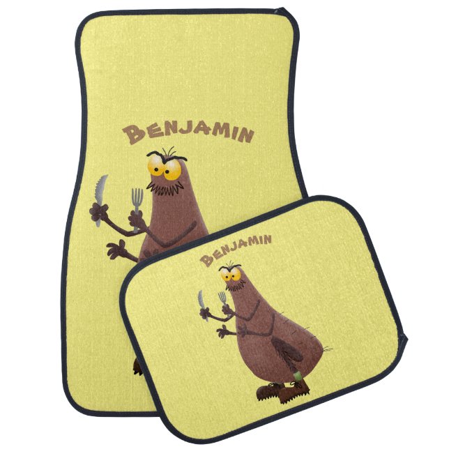 Funny hungry ugly flea cartoon car floor mat (Set)