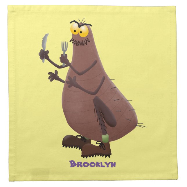 Funny hungry ugly flea cartoon cloth napkin (Front)