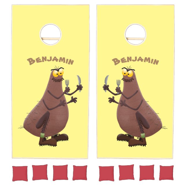 Funny hungry ugly flea cartoon cornhole set (Set)