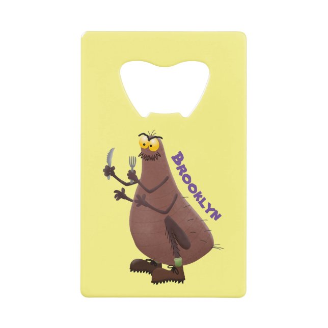 Funny hungry ugly flea cartoon credit card bottle opener (Front)