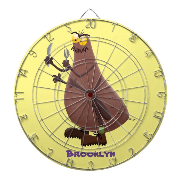 Funny hungry ugly flea cartoon dart board (Front)