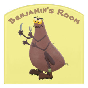 Funny hungry ugly flea cartoon door sign