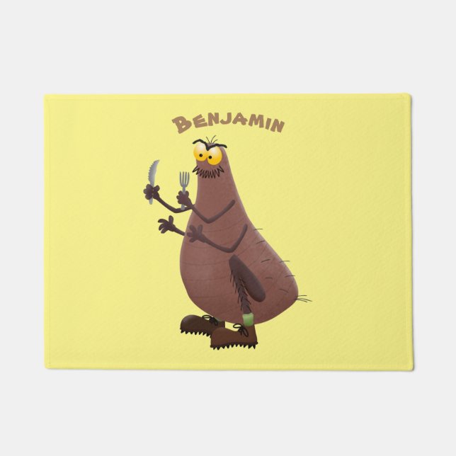 Funny hungry ugly flea cartoon doormat (Front)