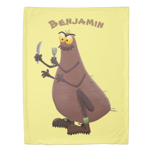 Funny hungry ugly flea cartoon duvet cover