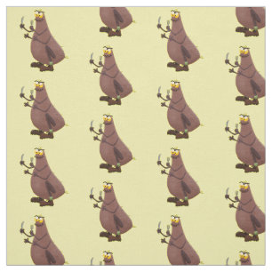 Funny hungry ugly flea cartoon fabric