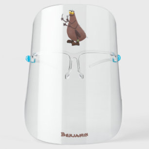 Funny hungry ugly flea cartoon face shield