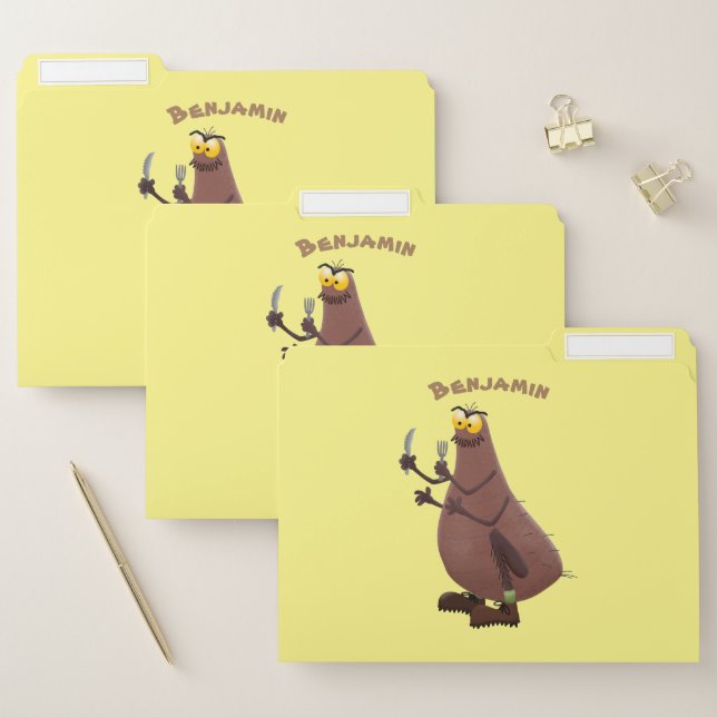 Funny hungry ugly flea cartoon file folder (Set)