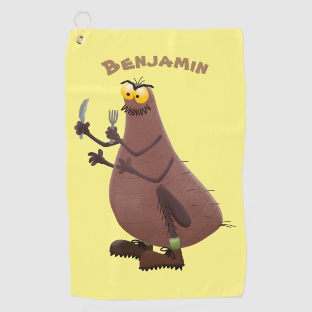 Funny hungry ugly flea cartoon golf towel (Front)