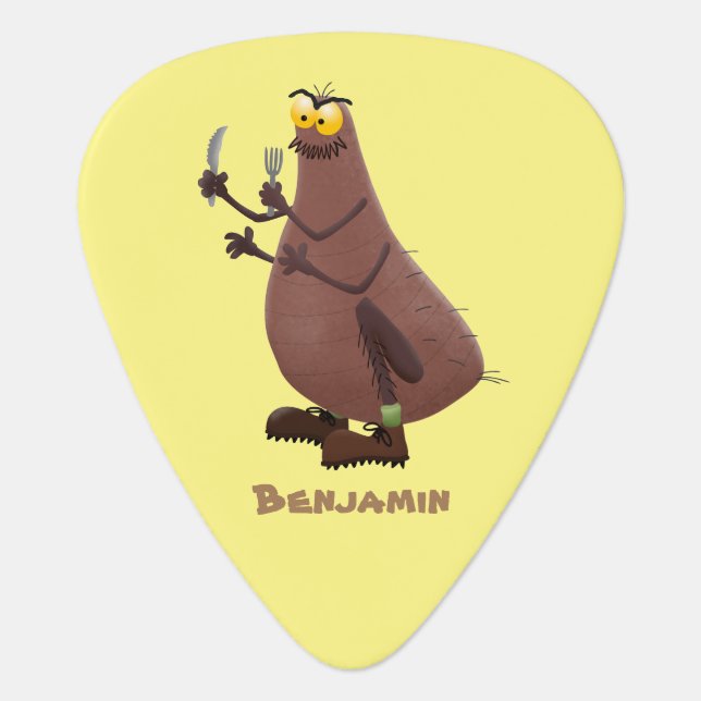 Funny hungry ugly flea cartoon guitar pick (Front)