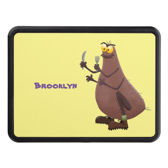 Funny hungry ugly flea cartoon hitch cover (Front)