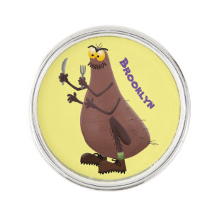 Funny hungry ugly flea cartoon lapel pin