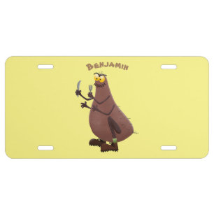 Funny hungry ugly flea cartoon license plate