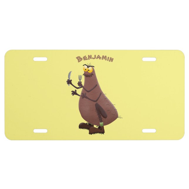 Funny hungry ugly flea cartoon license plate (Front)