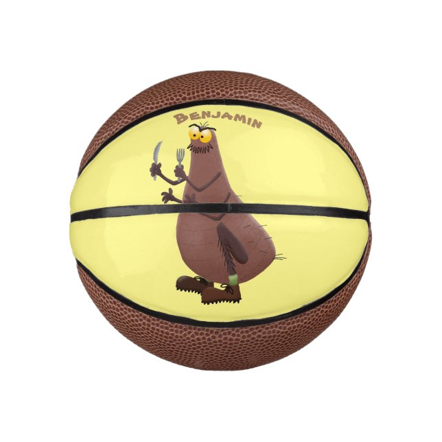Funny hungry ugly flea cartoon mini basketball (Front)