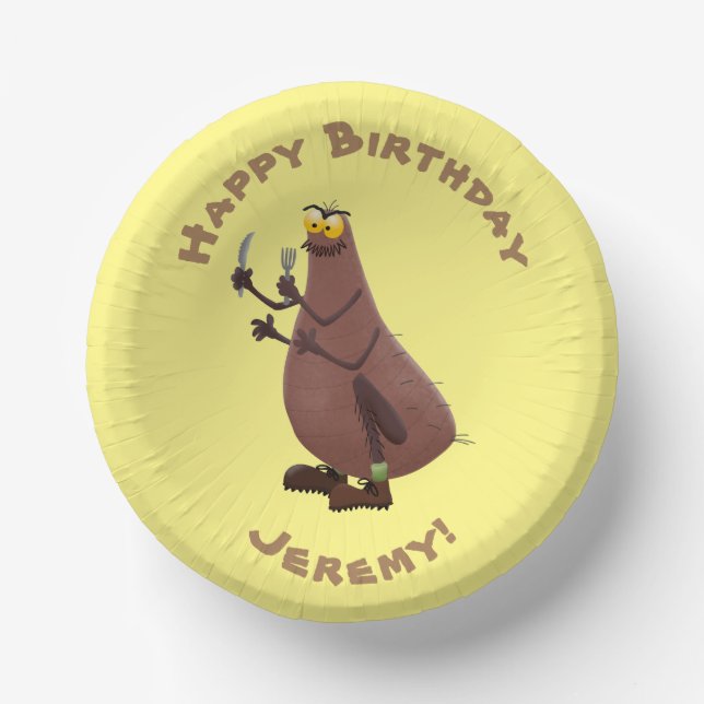 Funny hungry ugly flea cartoon paper bowls (Front)