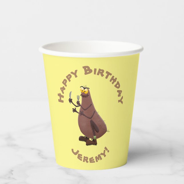 Funny hungry ugly flea cartoon paper cups (Front)