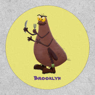 Funny hungry ugly flea cartoon patch