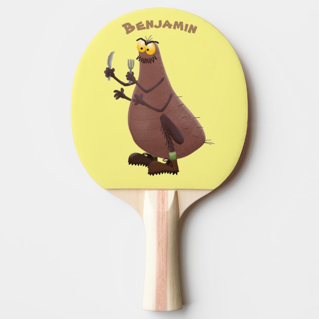 Funny hungry ugly flea cartoon ping pong paddle (Front)