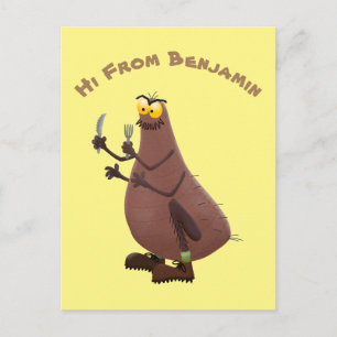 Funny hungry ugly flea cartoon postcard