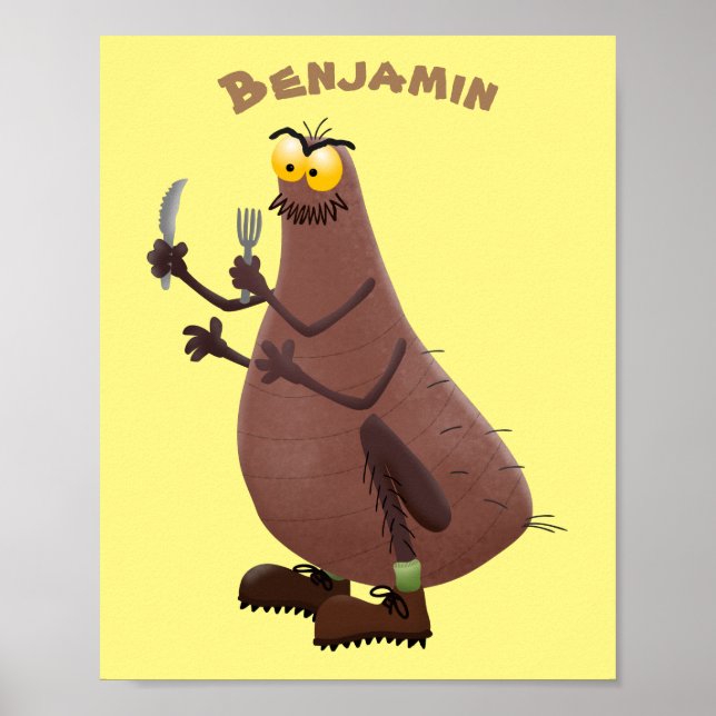 Funny hungry ugly flea cartoon poster (Front)