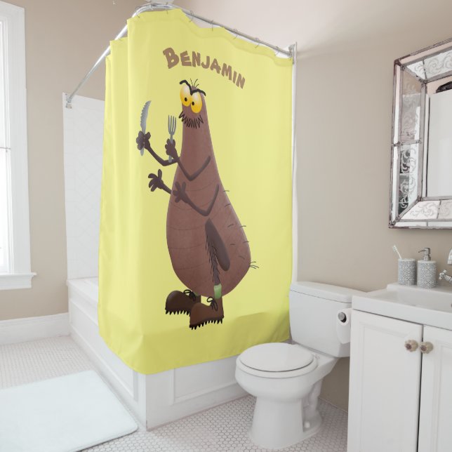 Funny hungry ugly flea cartoon shower curtain (In Situ)
