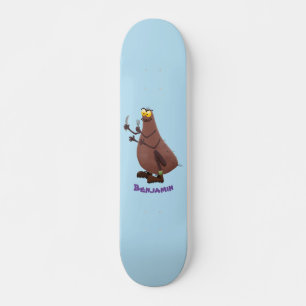 Funny hungry ugly flea cartoon skateboard