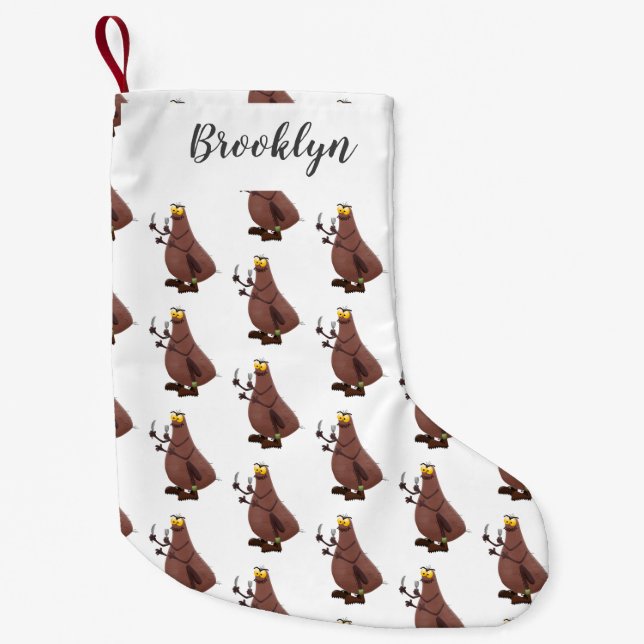 Funny hungry ugly flea cartoon small christmas stocking (Front)