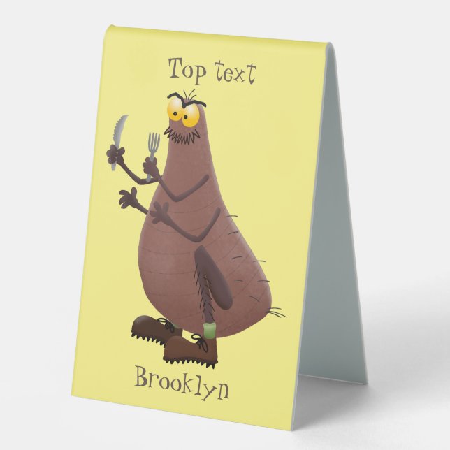 Funny hungry ugly flea cartoon table tent (Front)