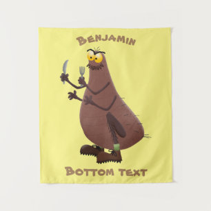 Funny hungry ugly flea cartoon tapestry