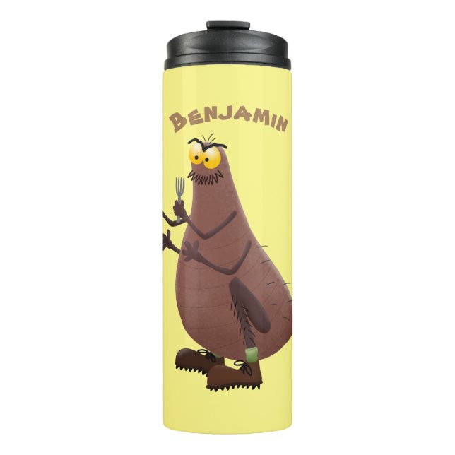 Funny hungry ugly flea cartoon thermal tumbler (Front)