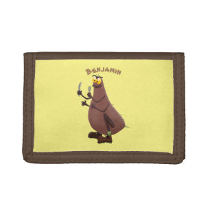 Funny hungry ugly flea cartoon tri-fold wallet