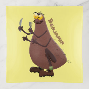 Funny hungry ugly flea cartoon trinket tray
