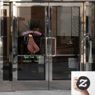 Funny hungry ugly flea cartoon window cling