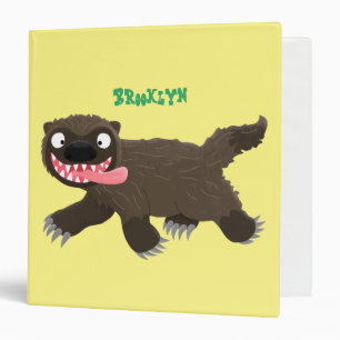 Funny hungry wolverine animal cartoon 3 ring binder