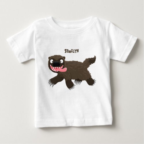Funny hungry wolverine animal cartoon baby T_Shirt