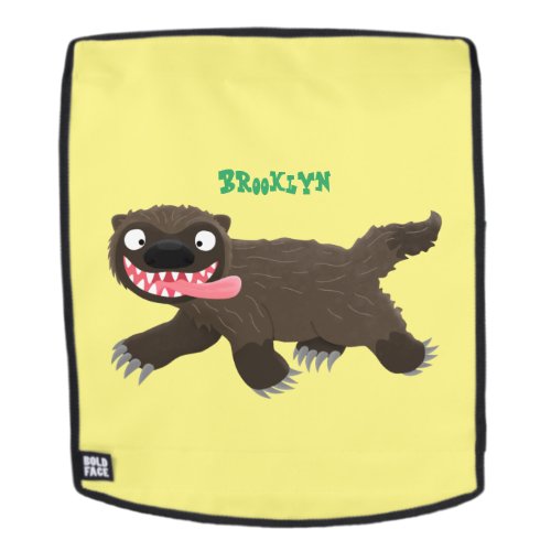 Funny hungry wolverine animal cartoon  backpack