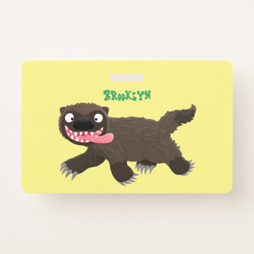 Funny hungry wolverine animal cartoon badge