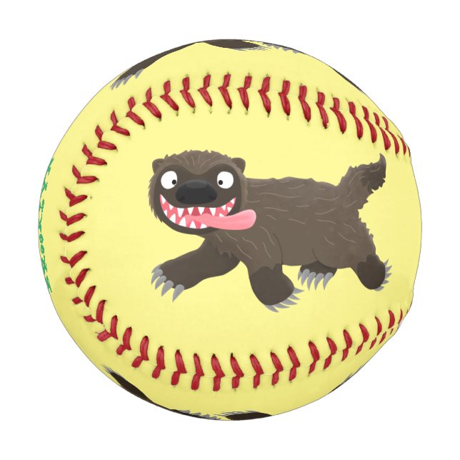 Funny hungry wolverine animal cartoon  baseball (Front Left)