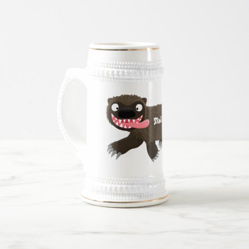 Funny hungry wolverine animal cartoon beer stein
