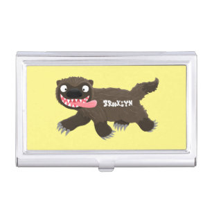 Funny hungry wolverine animal cartoon business card case